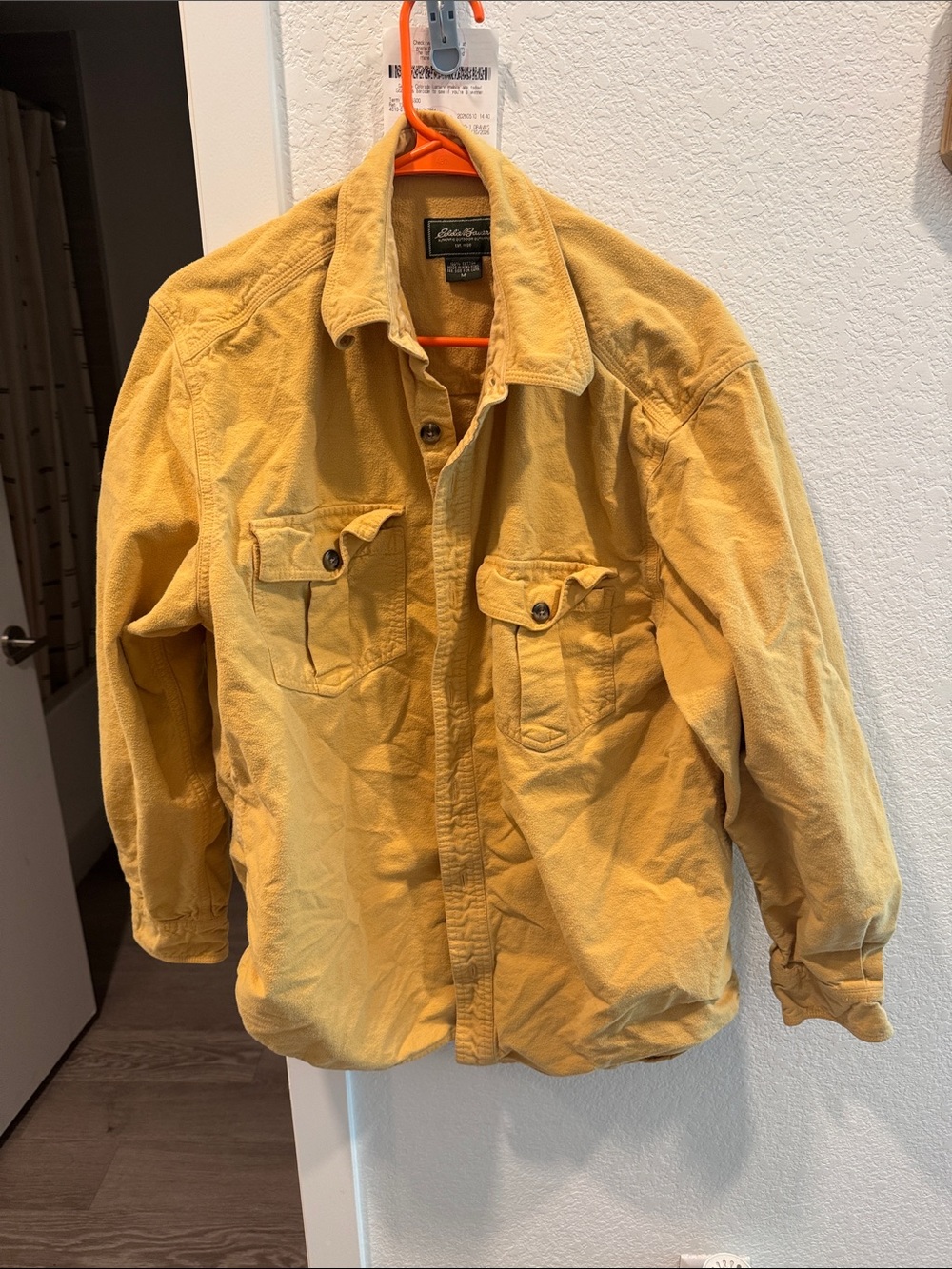 🟨🌲 Eddie Bauer Outdoor Fleece Lined Button Up Shirt Jacket Size Medium